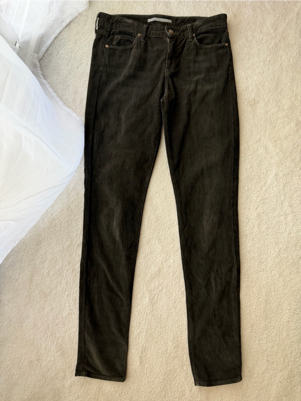 Vince Straight Leg Corduroy Jeans Pants in Dark Olive Green